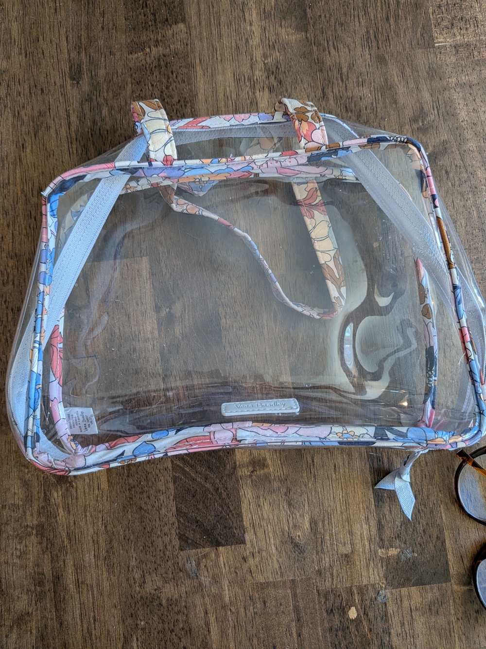 Vera Bradley Clear Tote with Pink, Blue and Cream Floral Trim